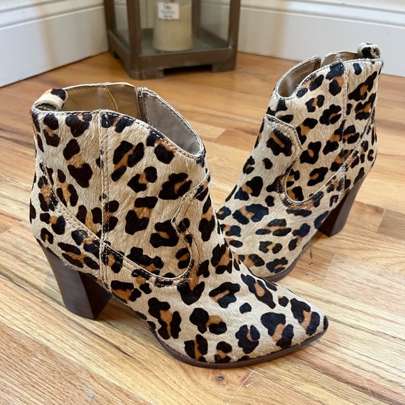 Hot Leopard Print Cowhide Booties So 